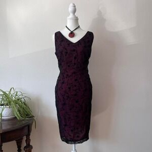 Vintage Y2k Cleo Velvet Burnout Midi Dress Sz XL whimsigoth vampirecore